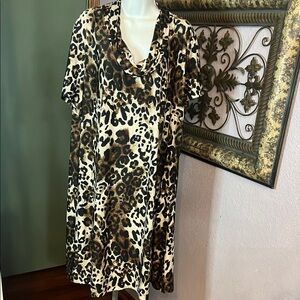 EUC Liz Claiborne Leopard Print Midi Dress Sz 1X